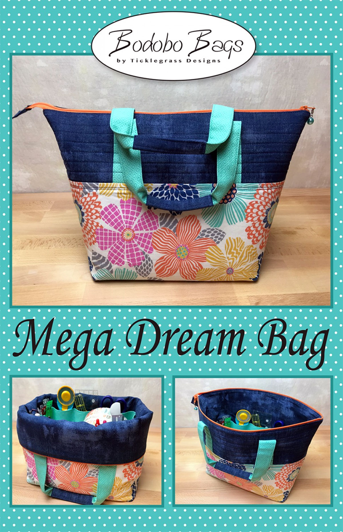 Simple Shoulder Bag sewing pattern from Bodobo Bags Ticklegrass