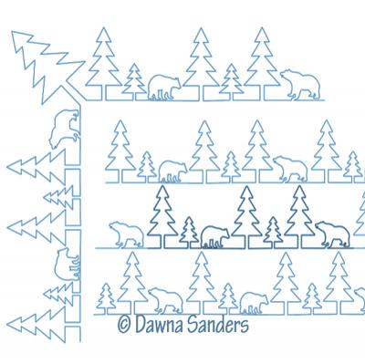 Bear Path Border and Corner DIGITAL Longarm Quilting Pantograph Design by Dawna Sanders