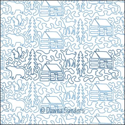 Cabin In The Woods DIGITAL Longarm Quilting Pantograph Design by Dawna Sanders