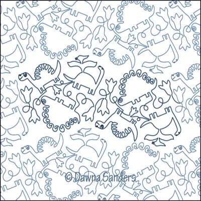 Dinoland DIGITAL Longarm Quilting Pantograph Design by Dawna Sanders