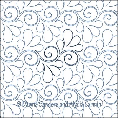 Feathers A La Mode DIGITAL Longarm Quilting Pantograph Design by Dawna Sanders