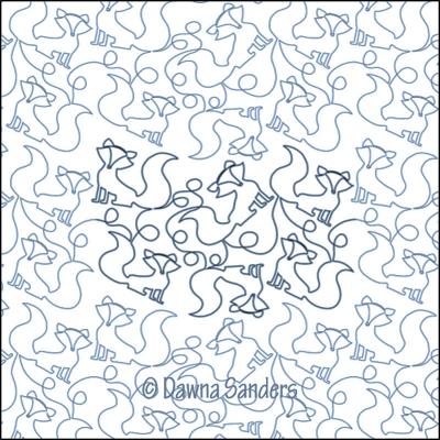 Felix The Fox DIGITAL Longarm Quilting Pantograph Design by Dawna Sanders