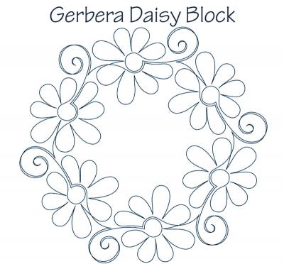 Gerbera Daisy Block DIGITAL Longarm Quilting Pantograph Design by Dawna Sanders