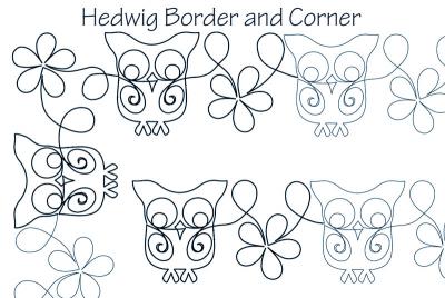 Hedwig The Owl Border and Corner DIGITAL Longarm Quilting Pantograph Design by Dawna Sanders