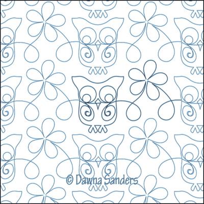 Hedwig The Owl DIGITAL Longarm Quilting Pantograph Design by Dawna Sanders