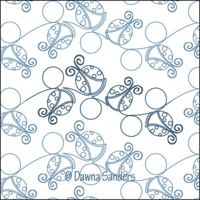 Ladybug Parade DIGITAL Longarm Quilting Pantograph Design by Dawna Sanders