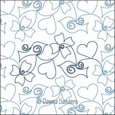 Larkspur Love DIGITAL Longarm Quilting Pantograph Design by Dawna Sanders