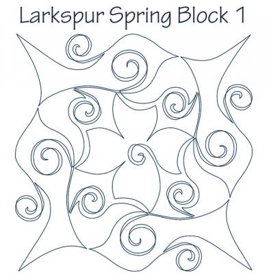 Larkspur Spring Block 1 DIGITAL Longarm Quilting Pantograph Design by Dawna Sanders