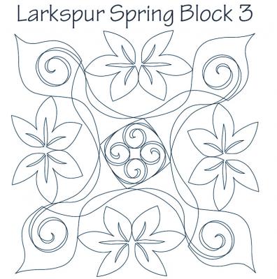 Larkspur Spring Block 3 DIGITAL Longarm Quilting Pantograph Design by Dawna Sanders