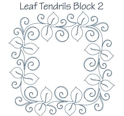 Leaf Tendrils Block 2 DIGITAL Longarm Quilting Pantograph Design by Dawna Sanders