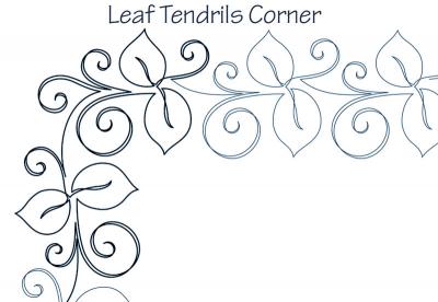 Leaf Tendrils Corner DIGITAL Longarm Quilting Pantograph Design by Dawna Sanders