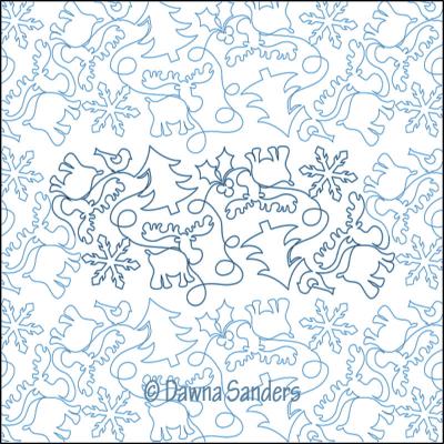 Merry Moose DIGITAL Longarm Quilting Pantograph Design by Dawna Sanders