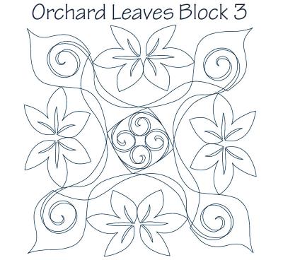 Orchard Leaves Block 3 DIGITAL Longarm Quilting Pantograph Design by Dawna Sanders