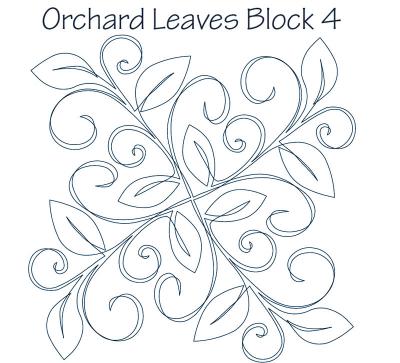 Orchard Leaves Block 4 DIGITAL Longarm Quilting Pantograph Design by Dawna Sanders