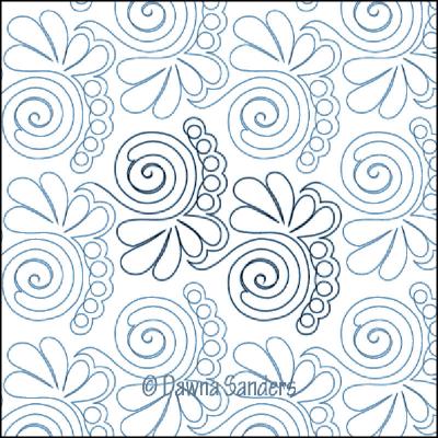 Pincurl Feathers DIGITAL Longarm Quilting Pantograph Design by Dawna Sanders