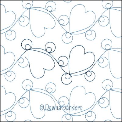 Polka Dot Hearts DIGITAL Longarm Quilting Pantograph Design by Dawna Sanders