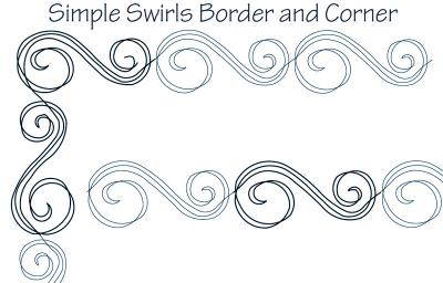 Simple Swirl Border and Corner DIGITAL Longarm Quilting Pantograph Design by Dawna Sanders