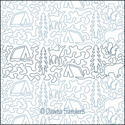 Tent In The Woods DIGITAL Longarm Quilting Pantograph Design by Dawna Sanders