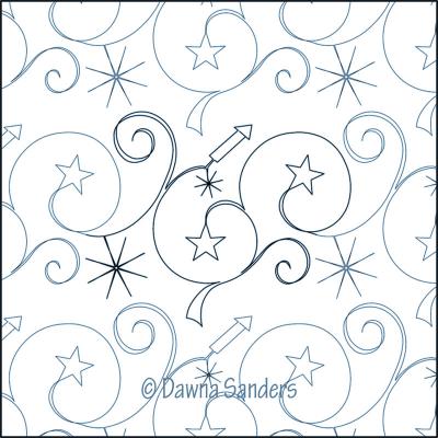 Twinkling Fireworks DIGITAL Longarm Quilting Pantograph Design by Dawna Sanders