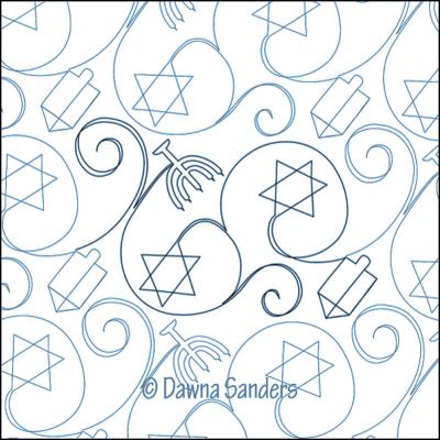 Twinkling Menorah DIGITAL Longarm Quilting Pantograph Design by Dawna Sanders