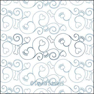 Twinkling Puppy Love DIGITAL Longarm Quilting Pantograph Design by Dawna Sanders