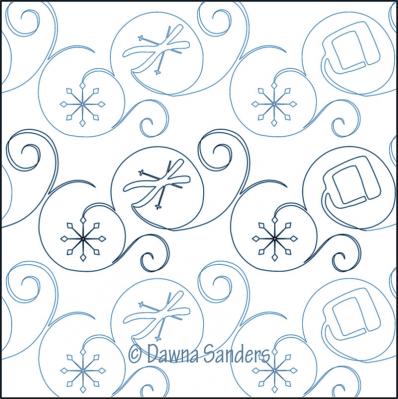 Twinkling Ski Bum DIGITAL Longarm Quilting Pantograph Design by Dawna Sanders