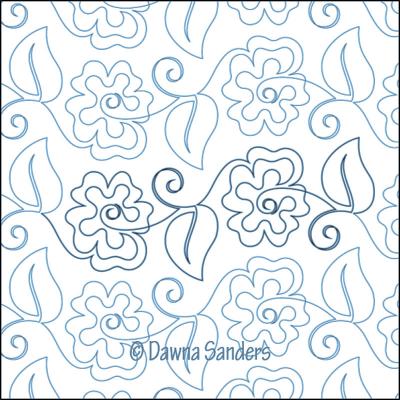 Twirling Hibiscus Border DIGITAL Longarm Quilting Pantograph Design by Dawna Sanders