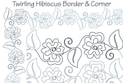 Twirling Hibiscus Border and Corner DIGITAL Longarm Quilting Pantograph Design by Dawna Sanders