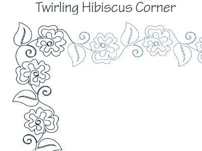 Twirling Hibiscus Corner DIGITAL Longarm Quilting Pantograph Design by Dawna Sanders