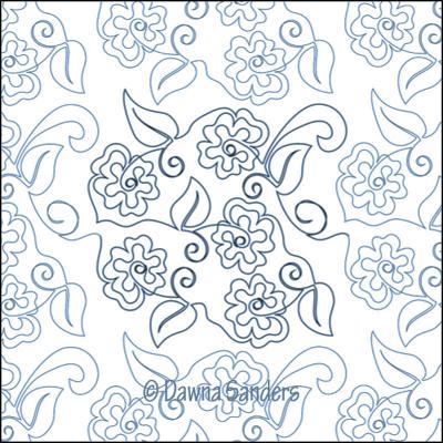 Twirling Hibiscus DIGITAL Longarm Quilting Pantograph Design by Dawna Sanders