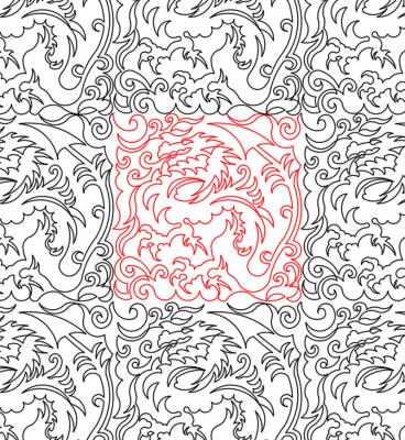 Dragon 1 DIGITAL Longarm Quilting Pantograph Design by Deb Geissler