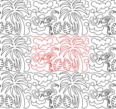 Flamingo DIGITAL Longarm Quilting Pantograph Design by Deb Geissler