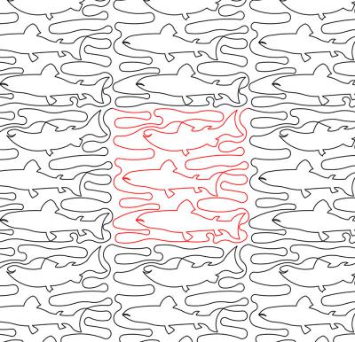 Trout Meander DIGITAL Longarm Quilting Pantograph Design by Deb Geissler