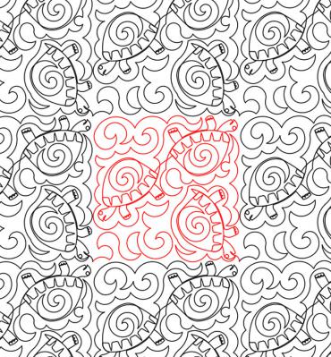 Turtle Swirls 1 DIGITAL Longarm Quilting Pantograph Design by Deb Geissler