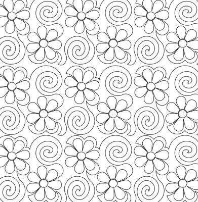 Flower Swirls 6 DIGITAL Longarm Quilting Pantograph Design by Deb Geissler