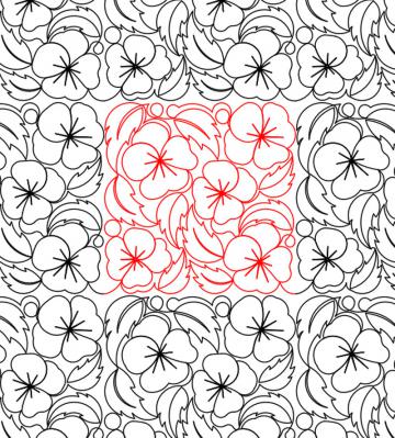 Just Pansies 1 DIGITAL Longarm Quilting Pantograph Design by Deb Geissler