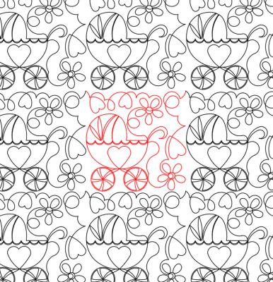 Baby Carriage 2 DIGITAL Longarm Quilting Pantograph Design by Deb Geissler