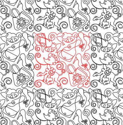 Purses and Poodles 2 DIGITAL Longarm Quilting Pantograph Design by Deb Geissler