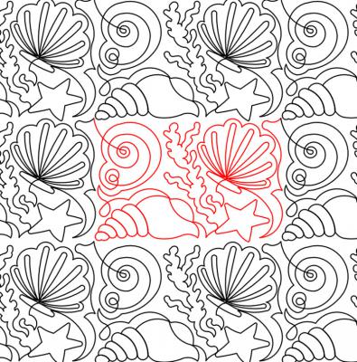 Seashells 1 DIGITAL Longarm Quilting Pantograph Design by Deb Geissler