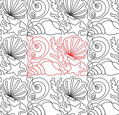 Seashells 2 DIGITAL Longarm Quilting Pantograph Design by Deb Geissler