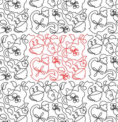 Tea Time DIGITAL Longarm Quilting Pantograph Design by Deb Geissler