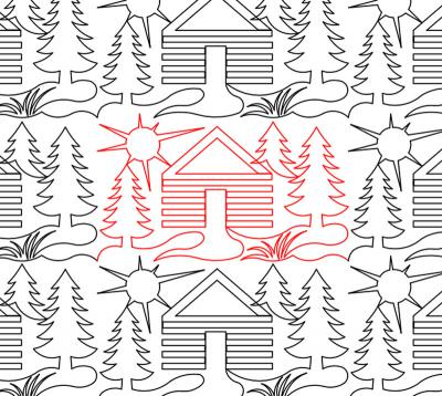 Cabin In The Woods DIGITAL Longarm Quilting Pantograph Design by Deb Geissler