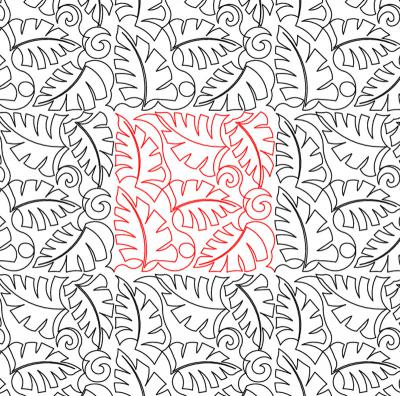 Tropical Leaves 2 DIGITAL Longarm Quilting Pantograph Design by Deb Geissler