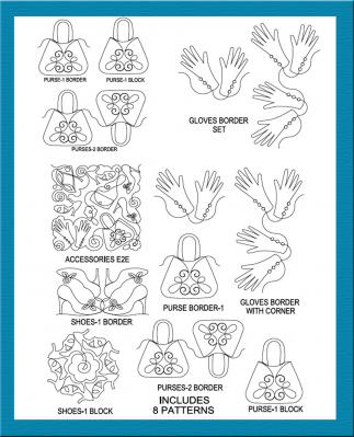 Ladies Accessories Package Set - DIGITAL Longarm Quilting Pantograph Design by Deb Geissler