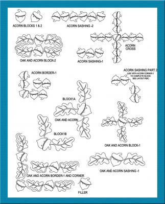 Acorn and Acorn Sashing/Border Package Set - DIGITAL Longarm Quilting Pantograph Design by Deb Geissler