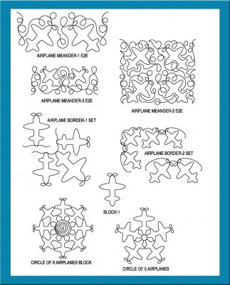 Airplane Package Set - DIGITAL Longarm Quilting Pantograph Design by Deb Geissler