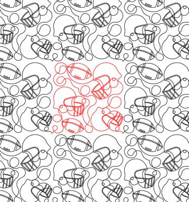 Football Helmets 1 DIGITAL Longarm Quilting Pantograph Design by Deb Geissler