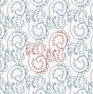 French Flip Paisley DIGITAL Longarm Quilting Pantograph Design by Ida Houston