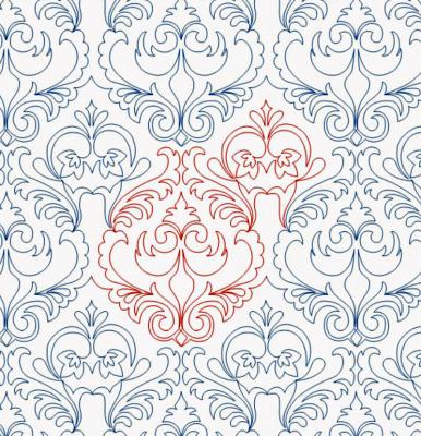 Victorian Damask 1 DIGITAL Longarm Quilting Pantograph Design by Ida Houston