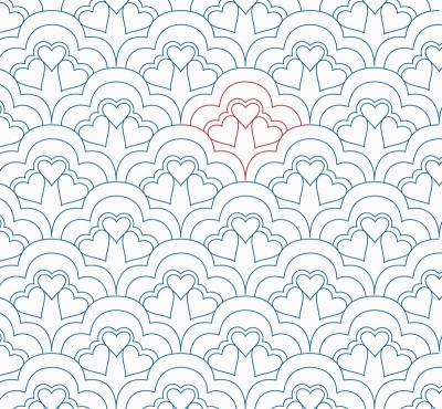 Clouded Hearts DIGITAL Longarm Quilting Pantograph Design by Melissa Kelley